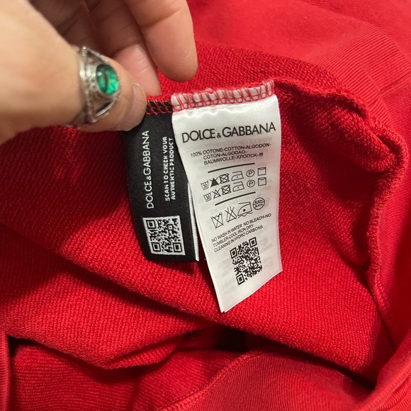 EUC Men’s X-Small (Italian Size 44) Dolce & Gabbana Logo-embossed Sweatshirt Red - Picture 13 of 16
